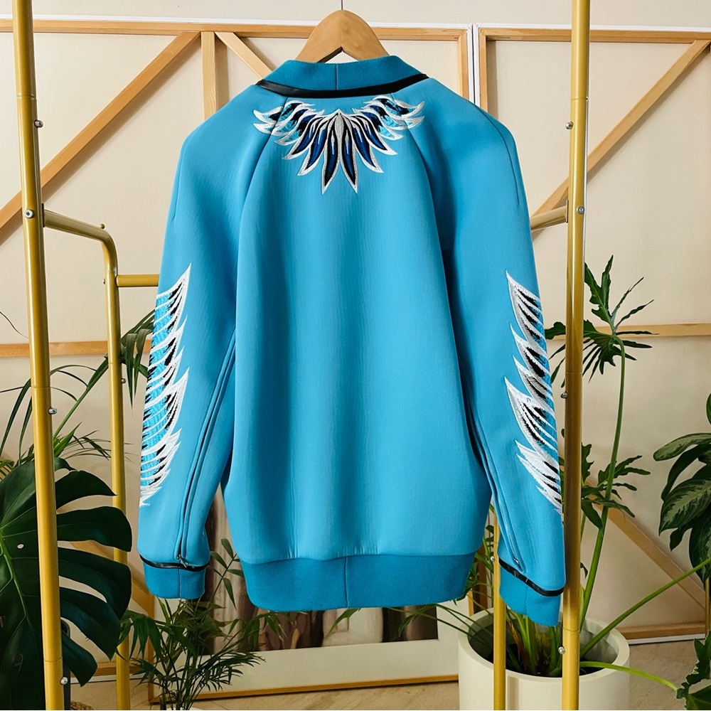 3.1 Phillip Lim Turquoise Bomber Jacket with Feather Embroidery
